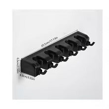 Wall-Mounted Mop & Broom Holder – 5 Slots + 6 Hooks Organizer Rack